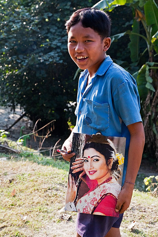  School boy with his Idol